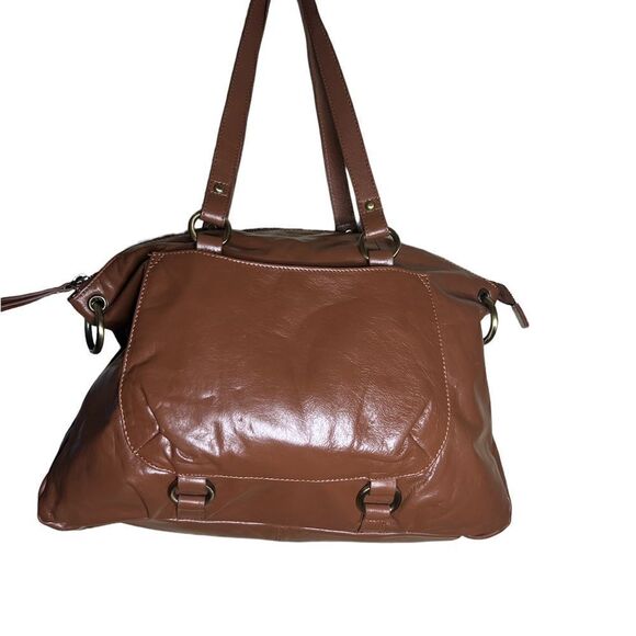 LATICO BROWN LEATHER WOMENS SHOULDER BAG W/DETACHABLE STRAP - Picture 2 of 12